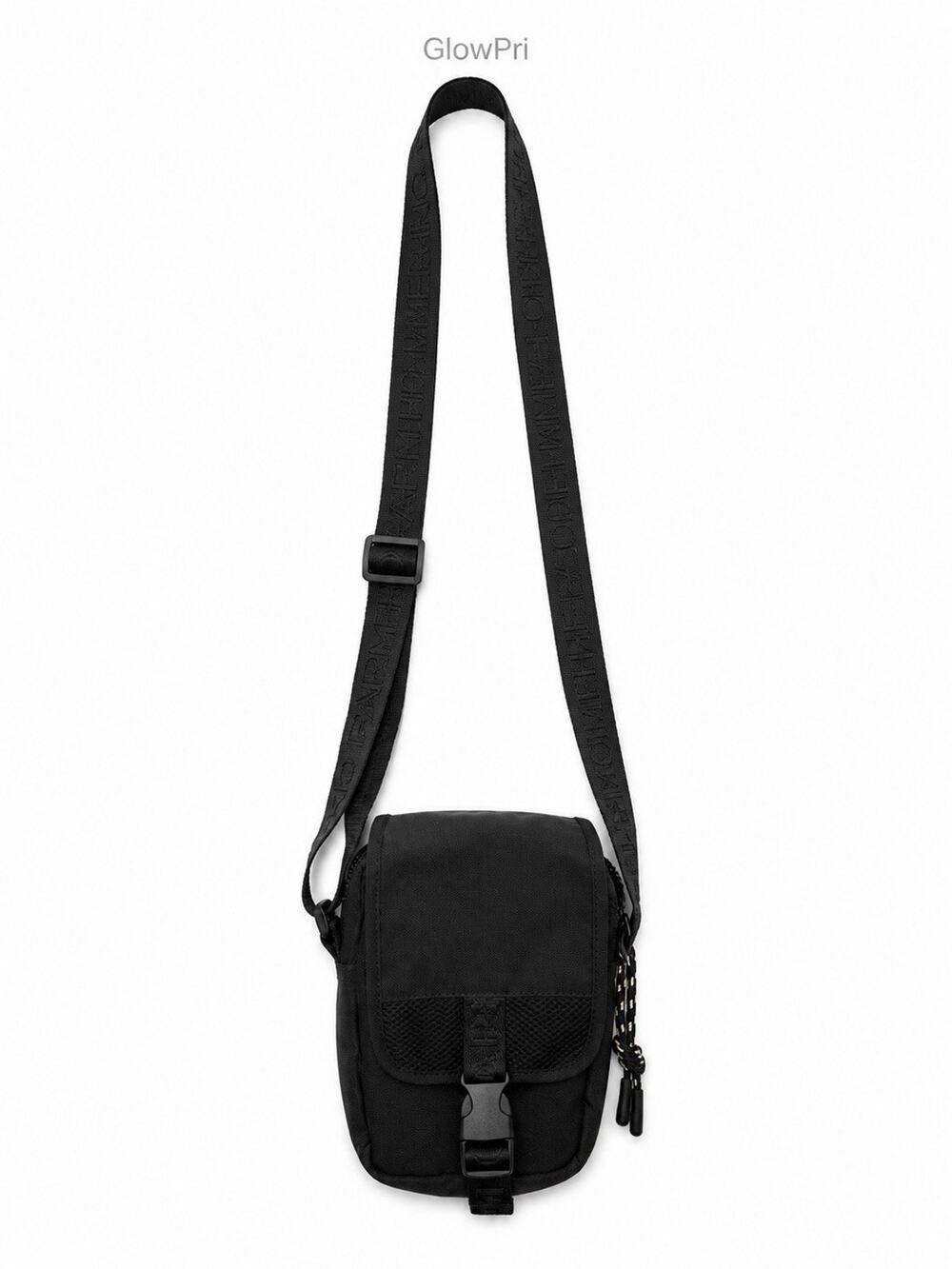 FARM Rio Black Crossbody Bag Buckle Zip Closure Adjustable Strap Casual Travel